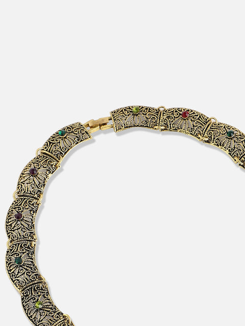 Gold Plated Designer Stone Party Necklace