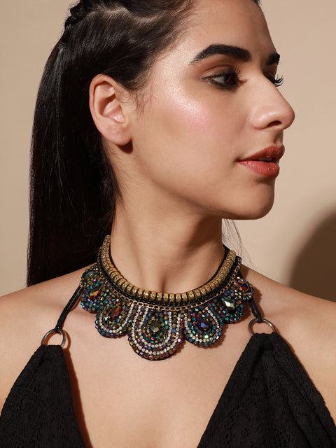 Silver Plated Designer Stone Party Necklace