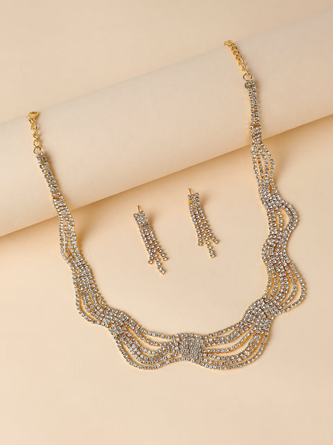 Silver Plated Designer Party Necklace and Earring Set