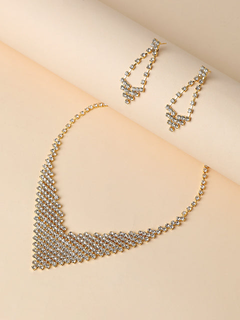 Silver Plated Designer Party Necklace and Earring Set