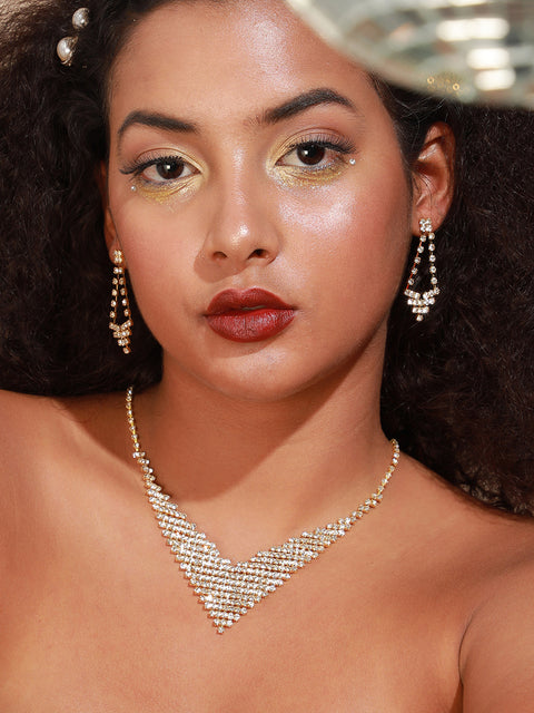 Silver Plated Designer Party Necklace and Earring Set