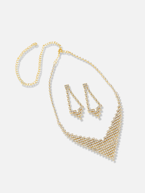 Silver Plated Designer Party Necklace and Earring Set