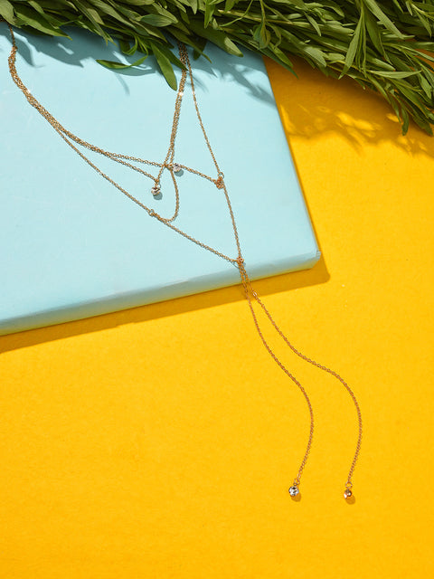 Gold Plated Designer Stone Pendant Chain