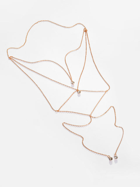 Gold Plated Designer Stone Pendant Chain