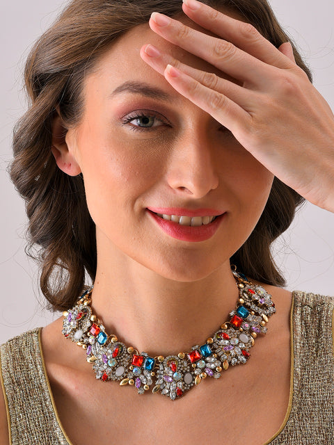 Gold Plated Designer Stone Necklace