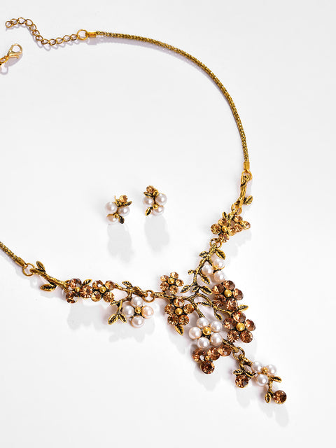 Gold Plated Designer Stone Necklace and Earring Set
