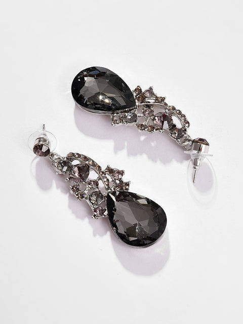 Silver Plated Designer Stone Necklace and Earring Set