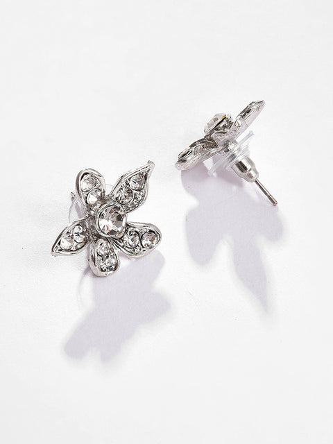 Silver Plated Designer Stone Necklace and Earring Set