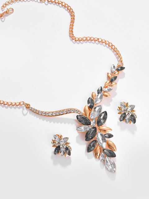 Gold Plated Designer Stone Necklace and Earring Set