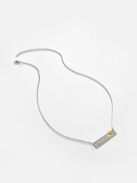 Silver Plated Designer Stone Pendant Chain
