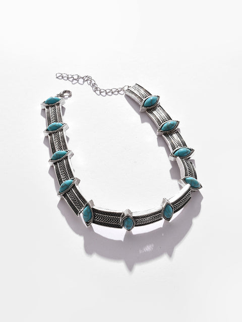 Silver Plated Designer Stone Necklace Necklace