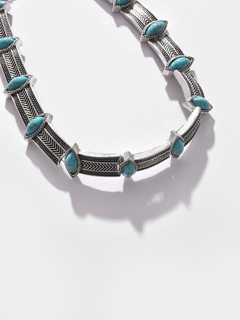 Silver Plated Designer Stone Necklace Necklace