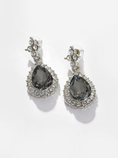 Silver Plated Designer Stone Necklace and Earring Set Jewellery Set