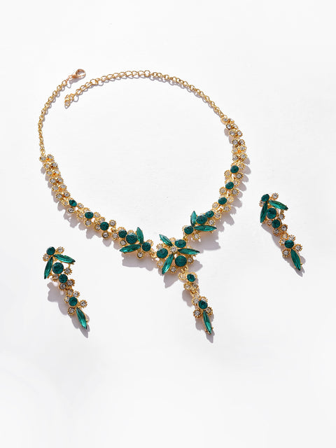 Gold Plated Designer Stone Necklace and Earring Set Jewellery Set