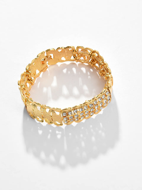 Gold Plated Designer Stone Necklace, Earrings, Bracelet and Ring Set Jewellery Set