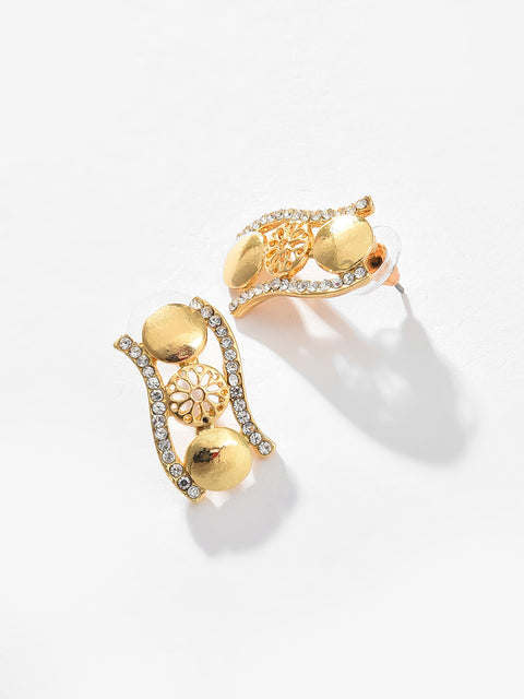 Gold Plated Designer Stone Necklace, Earrings, Bracelet and Ring Set Jewellery Set