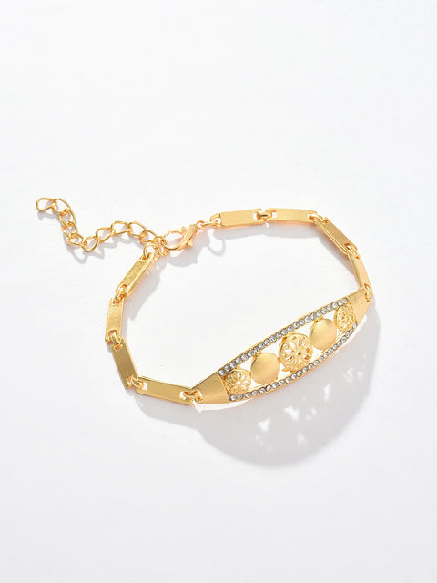 Gold Plated Designer Stone Necklace, Earrings, Bracelet and Ring Set Jewellery Set