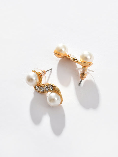 Gold Plated Pearl Necklace and Earring Set Jewellery Set