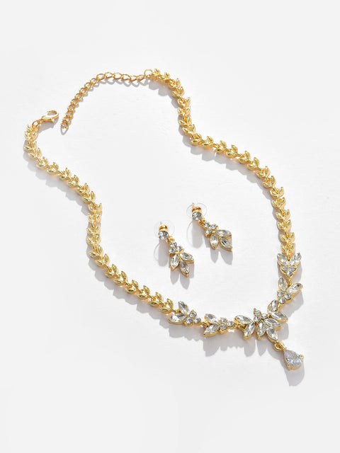 Gold Plated Designer Stone Necklace and Earring Set Jewellery Set