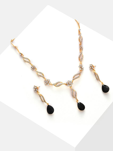 Gold Plated Designer Stone Necklace and Earring Set Jewellery Set