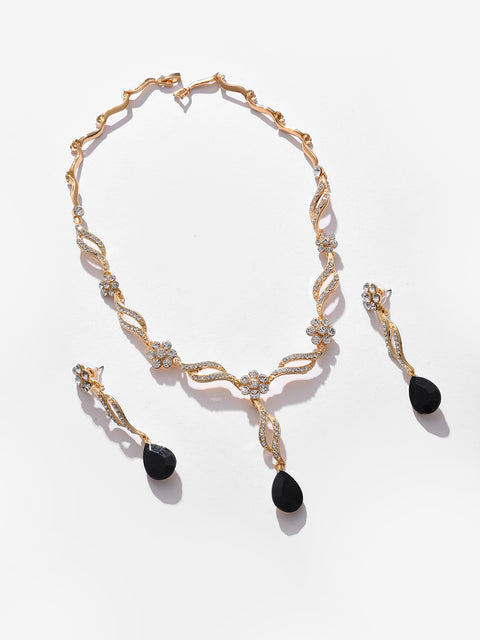 Gold Plated Designer Stone Necklace and Earring Set Jewellery Set