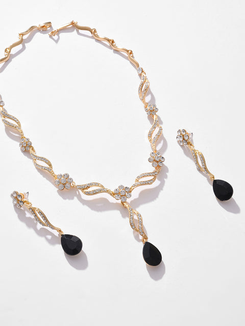 Gold Plated Designer Stone Necklace and Earring Set Jewellery Set