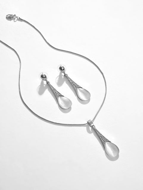 Silver Plated Designer Stone Necklace and Earring Set Jewellery Set