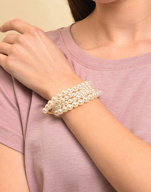 Gold Plated Beaded Pearl Bracelet