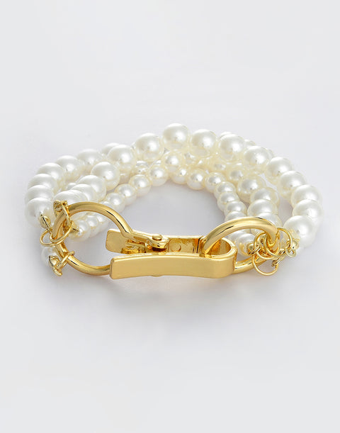 Gold Plated Beaded Pearl Bracelet