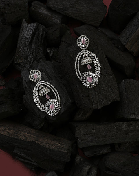 American Diamond Silver Plated Earring