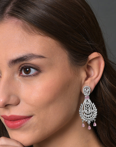 American Diamond Silver Plated Earring