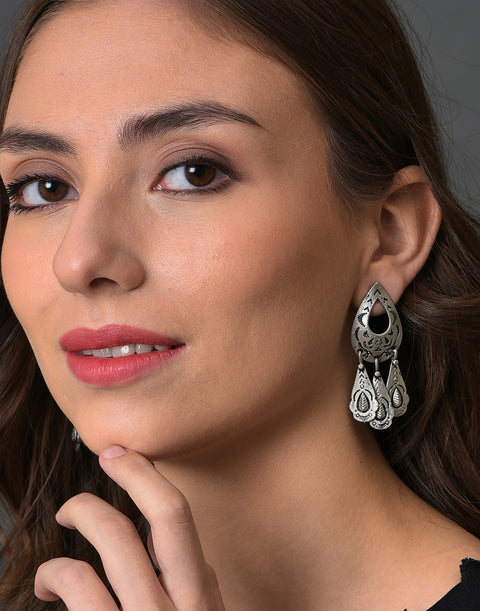 Silver Plated Designer Geometric Studs