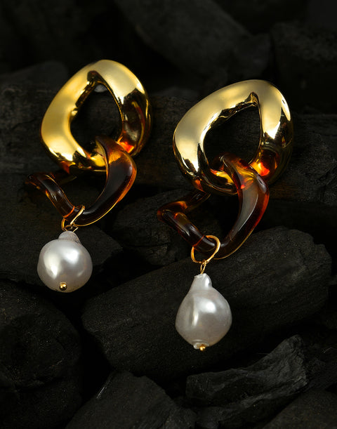 Gold Plated Pearl Beaded Drop Earring