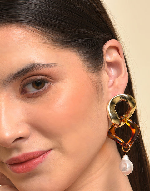 Gold Plated Pearl Beaded Drop Earring