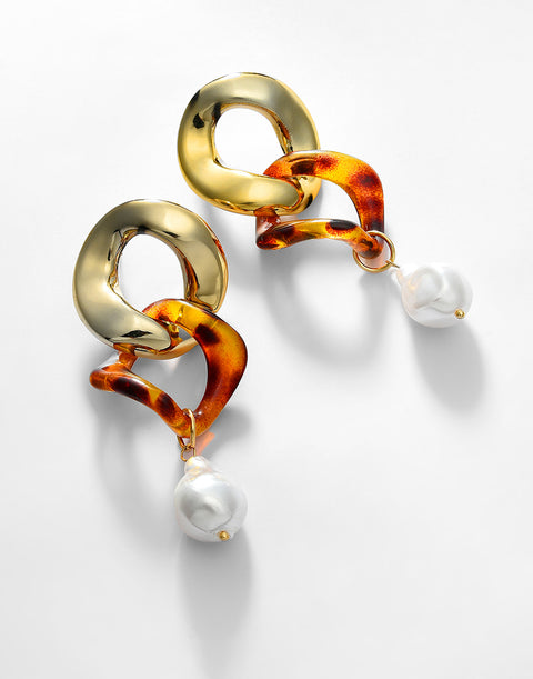 Gold Plated Pearl Beaded Drop Earring