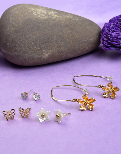 Pack of 4 Gold Plated Earring