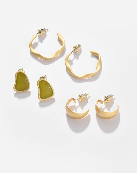 Pack of 3 Gold Plated Designer Stud