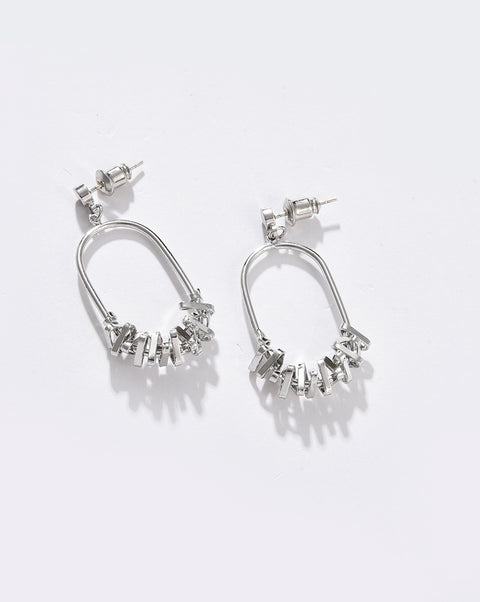 Silver Plated Designer Stone Drop Earring