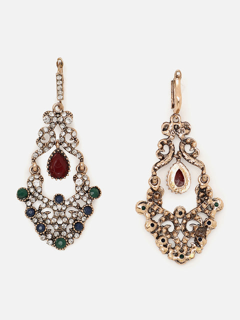 Gold Plated Designer Stone Drop Earring