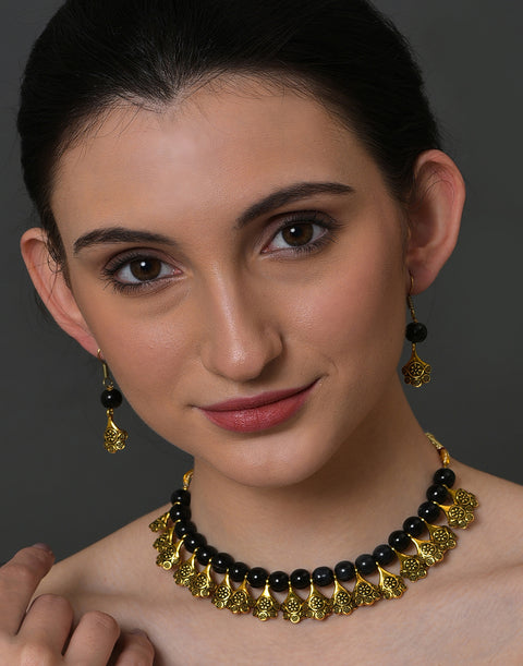Gold Plated Stone Designer Necklace Set