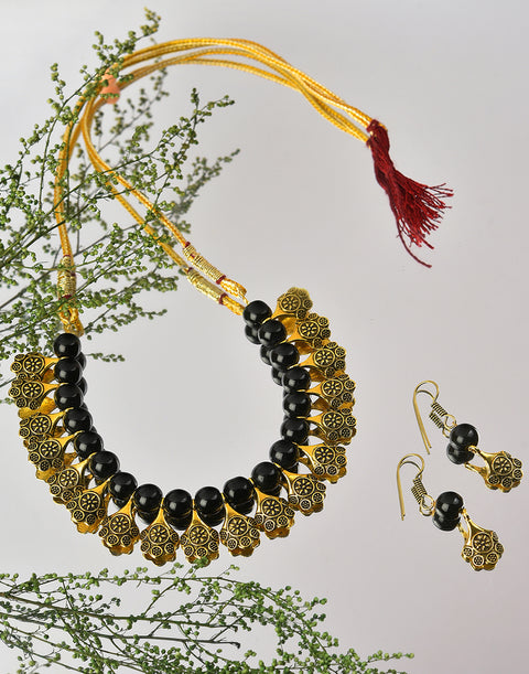 Gold Plated Stone Designer Necklace Set
