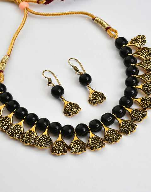 Gold Plated Stone Designer Necklace Set