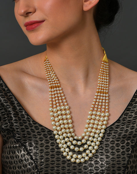 Pearl Beaded Gold Plated Necklace