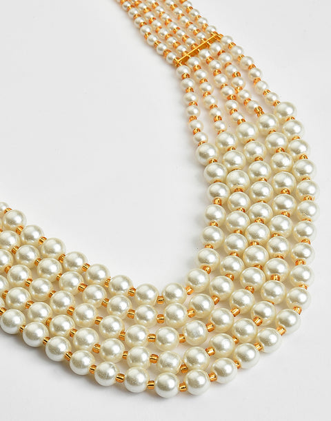 Pearl Beaded Gold Plated Necklace