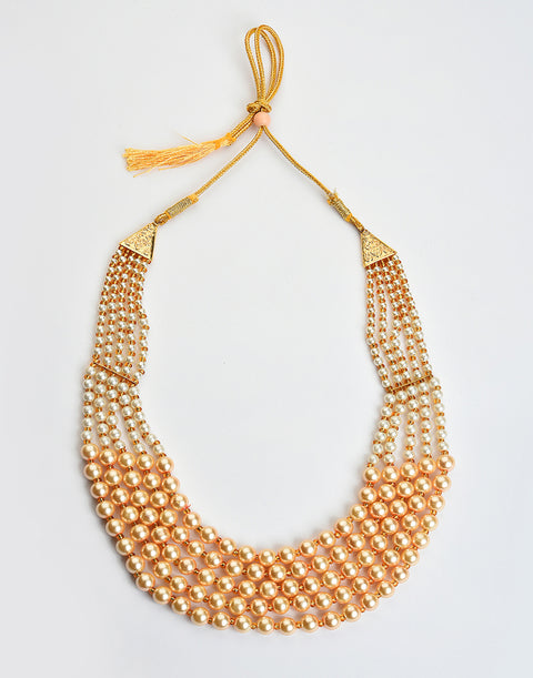 Pearl Beaded Gold Plated Necklace