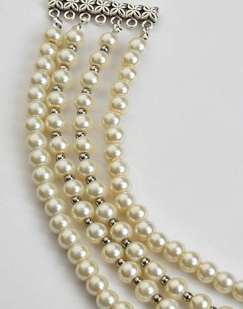 Pearl Beaded Silver Plated Necklace
