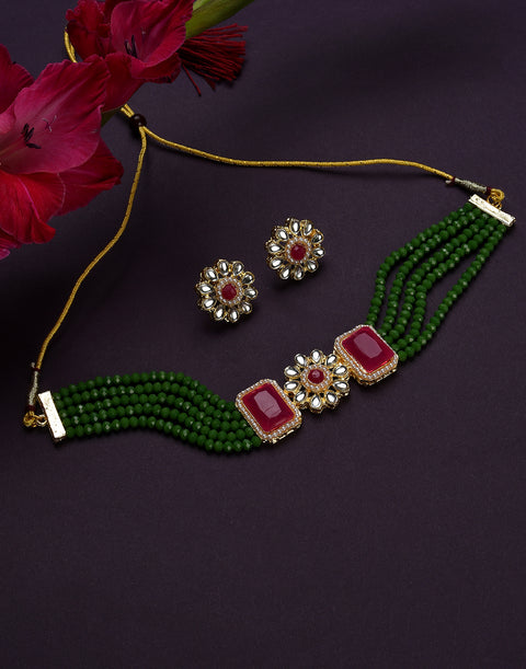 Gold Plated Beaded Necklace Set