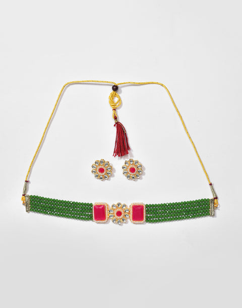 Gold Plated Beaded Necklace Set