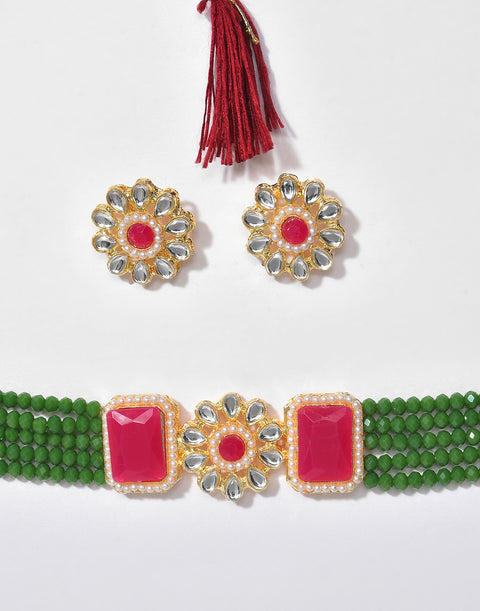 Gold Plated Beaded Necklace Set