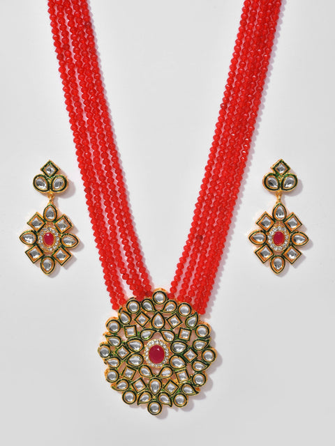Gold Plated Stone Designer Necklace Set
